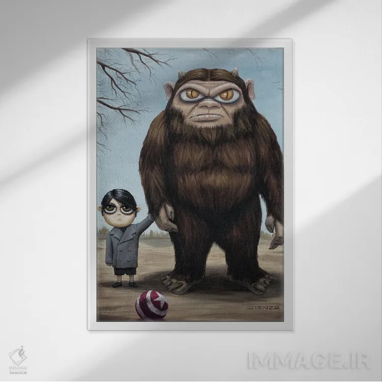 تابلو دکوراتیو جست وجوی لئونارد اثر دیینزو - نمای قابدار سفید