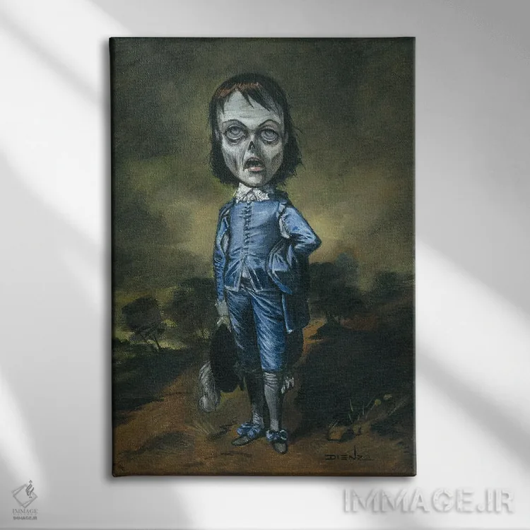 تابلو دکوراتیو برخاستن پسر آبی اثر دیینزو - نمای روبهرو روی دیوار
