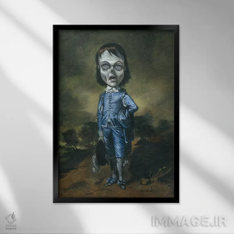 تابلو دکوراتیو برخاستن پسر آبی اثر دیینزو - نمای قابدار مشکی
