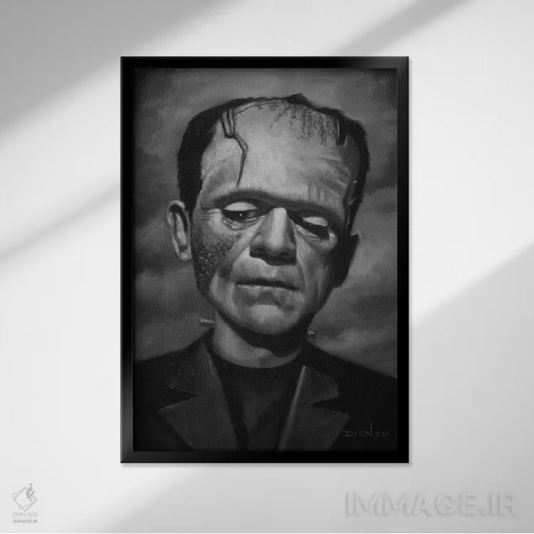 تابلو دکوراتیو فرانکنشتاین اثر دیینزو - نمای قابدار مشکی