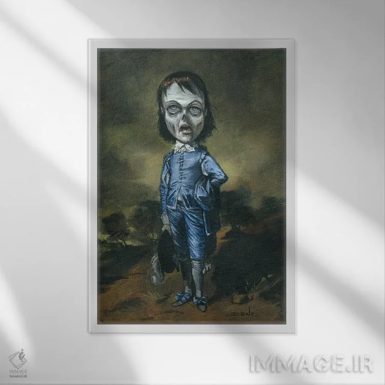 تابلو دکوراتیو برخاستن پسر آبی اثر دیینزو - نمای قابدار سفید