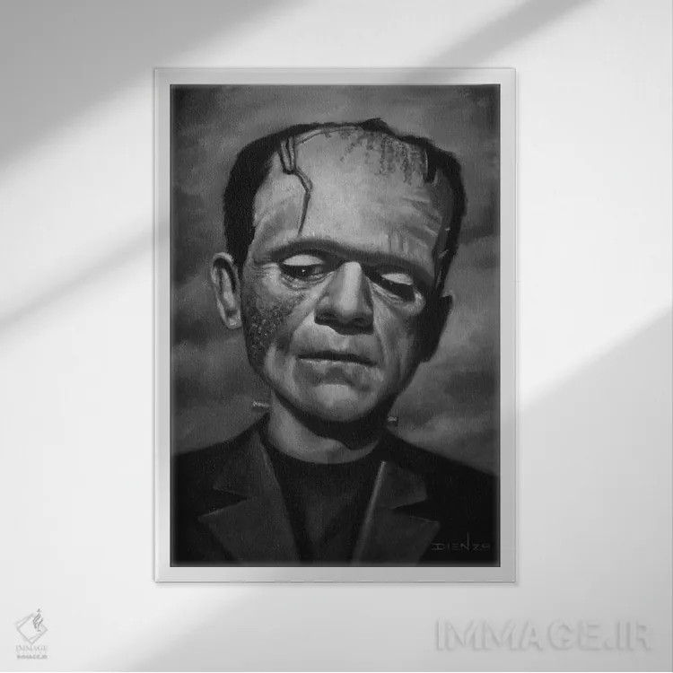تابلو دکوراتیو فرانکنشتاین اثر دیینزو - نمای قابدار سفید