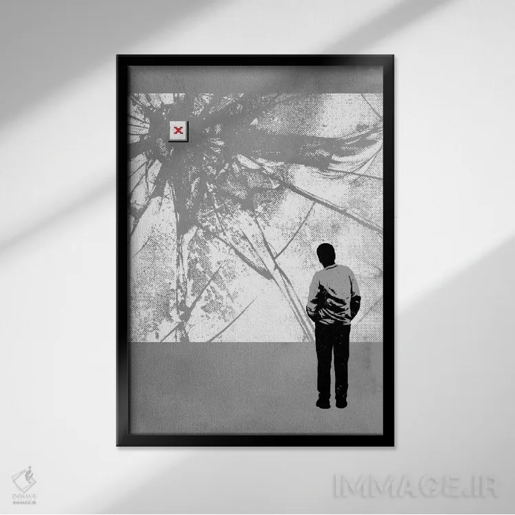 تابلو دکوراتیو انتقال ۴۰۴ اثر راب دابی - نمای قابدار مشکی