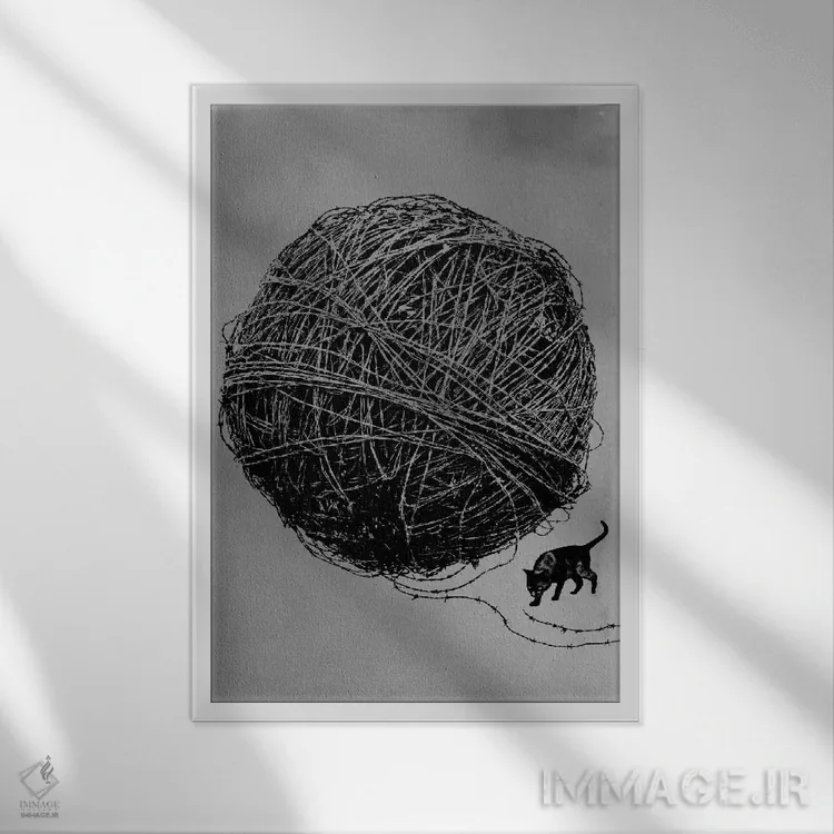 تابلو دکوراتیو کنجکاوی اثر راب دابی - نمای قابدار سفید