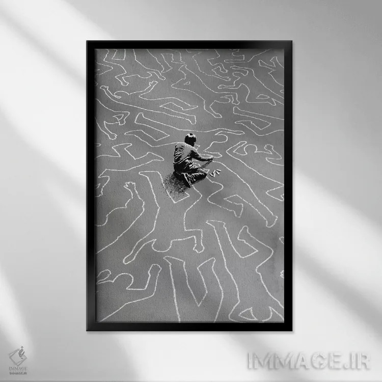 تابلو دکوراتیو خط کشیدن اثر راب دابی - نمای قابدار مشکی