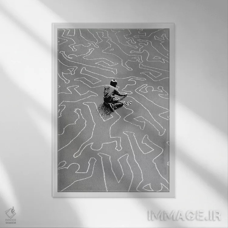 تابلو دکوراتیو خط کشیدن اثر راب دابی - نمای قابدار سفید