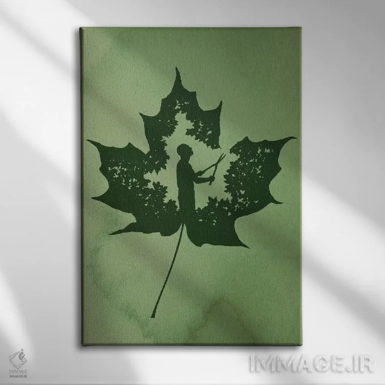 تابلو دکوراتیو برگی نو اثر راب دابی - نمای روبهرو روی دیوار