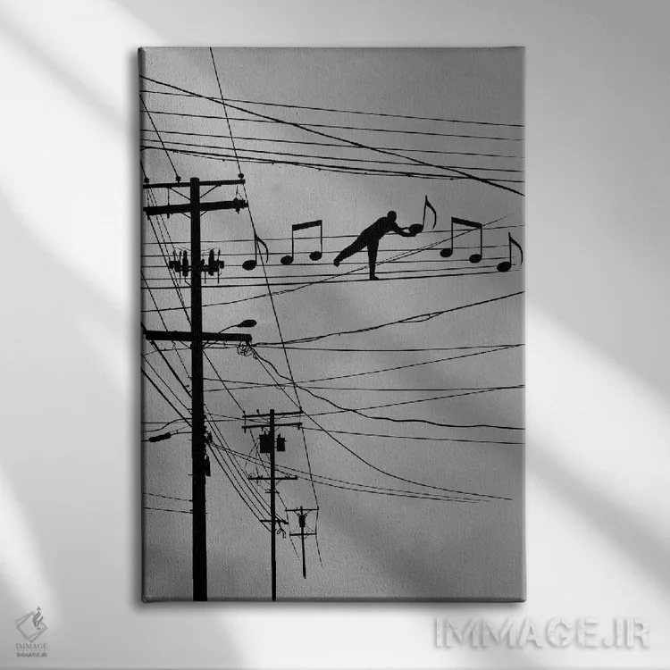 تابلو دکوراتیو نت های بالا اثر راب دابی - نمای روبهرو روی دیوار