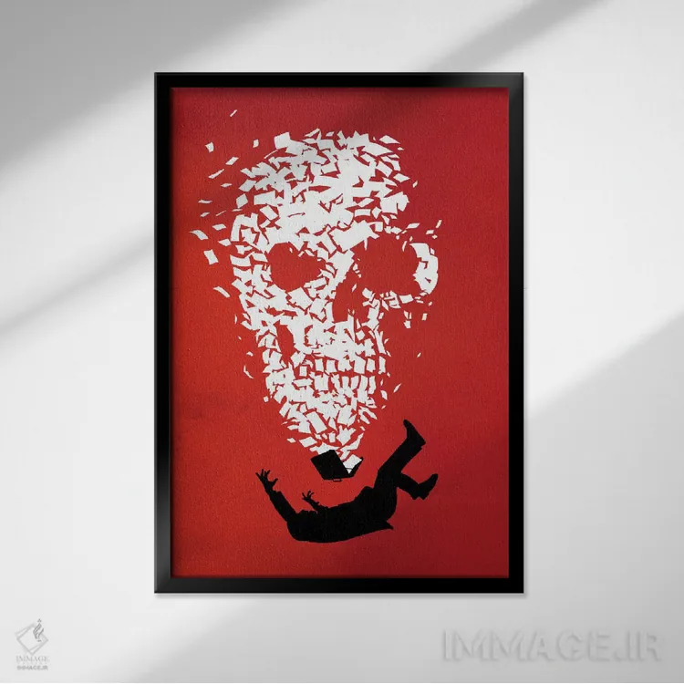 تابلو دکوراتیو ردپای کاغذی اثر راب دابی - نمای قابدار مشکی