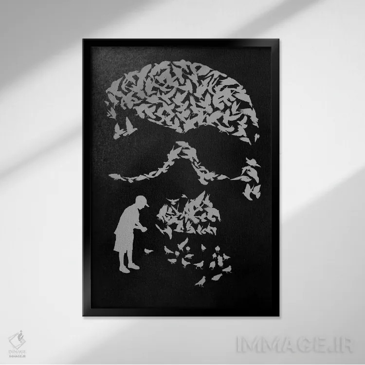 تابلو دکوراتیو طبقه بندی شده اثر راب دابی - نمای قابدار مشکی