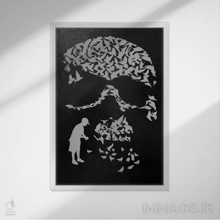 تابلو دکوراتیو طبقه بندی شده اثر راب دابی - نمای قابدار سفید