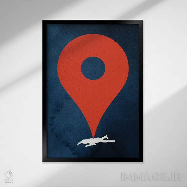 تابلو مینیمال سنجاق شده اثر راب دابی - نمای قابدار مشکی