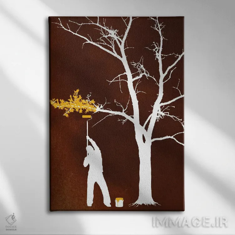 تابلو دکوراتیو نقاشی برجسته اثر راب دابی - نمای روبهرو روی دیوار