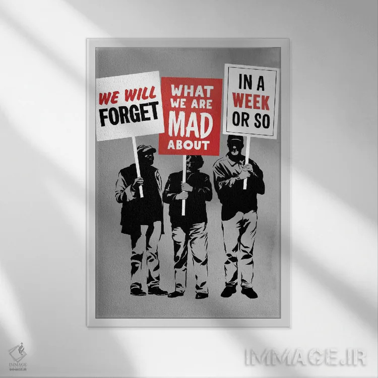 تابلو دکوراتیو نیمه اعتراض اثر راب دابی - نمای قابدار سفید