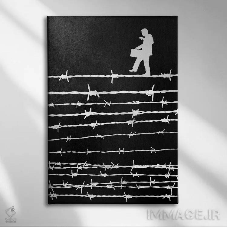 تابلو دکوراتیو عمل متعادل اثر راب دابی - نمای روبهرو روی دیوار