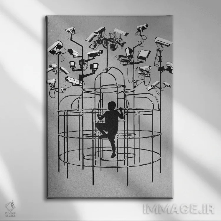 تابلو دکوراتیو نظارت اثر راب دابی - نمای روبهرو روی دیوار
