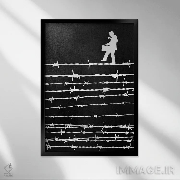 تابلو دکوراتیو عمل متعادل اثر راب دابی - نمای قابدار مشکی