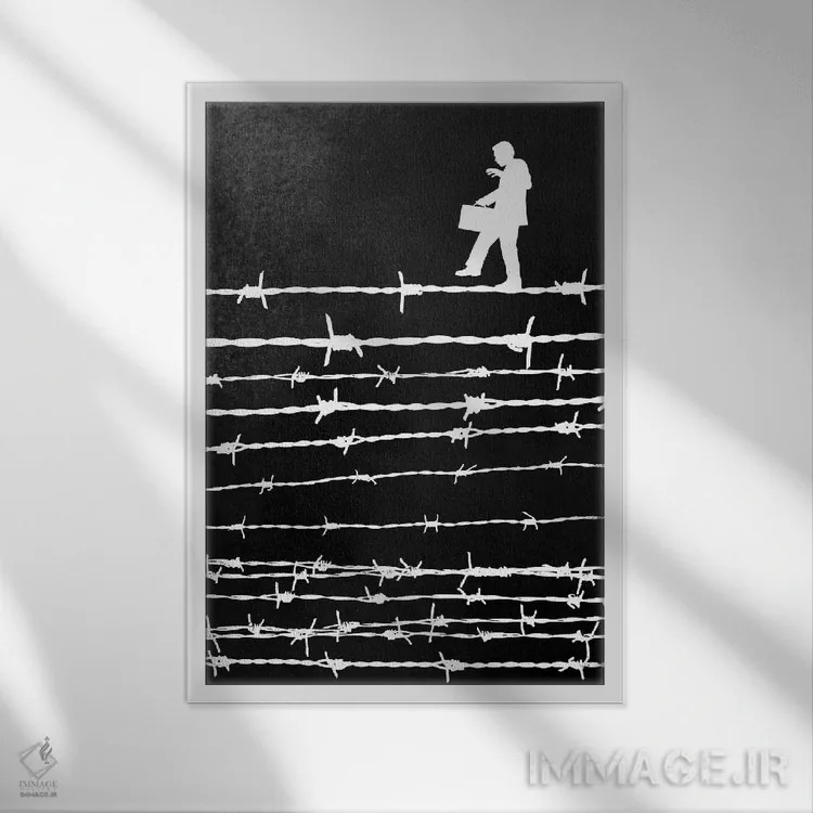 تابلو دکوراتیو عمل متعادل اثر راب دابی - نمای قابدار سفید
