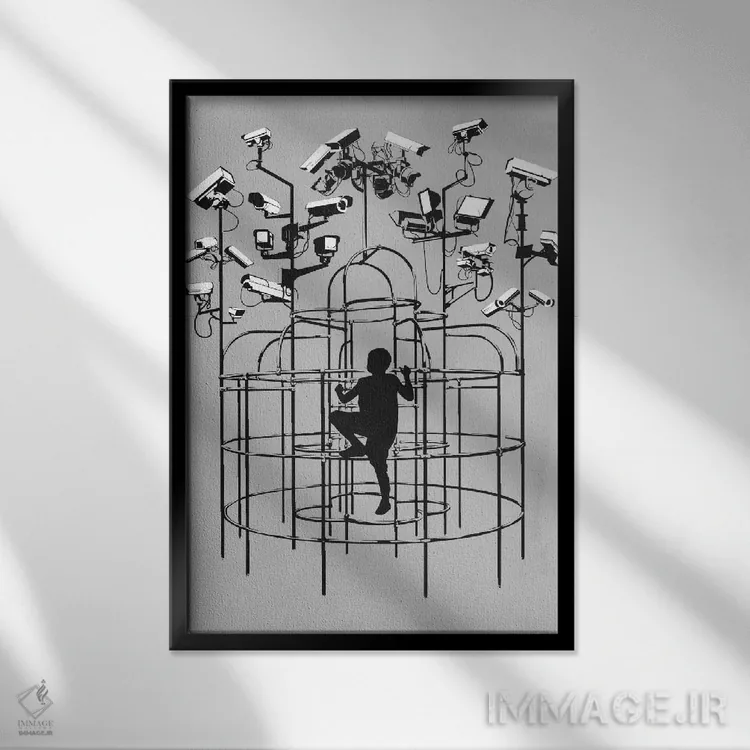 تابلو دکوراتیو نظارت اثر راب دابی - نمای قابدار مشکی