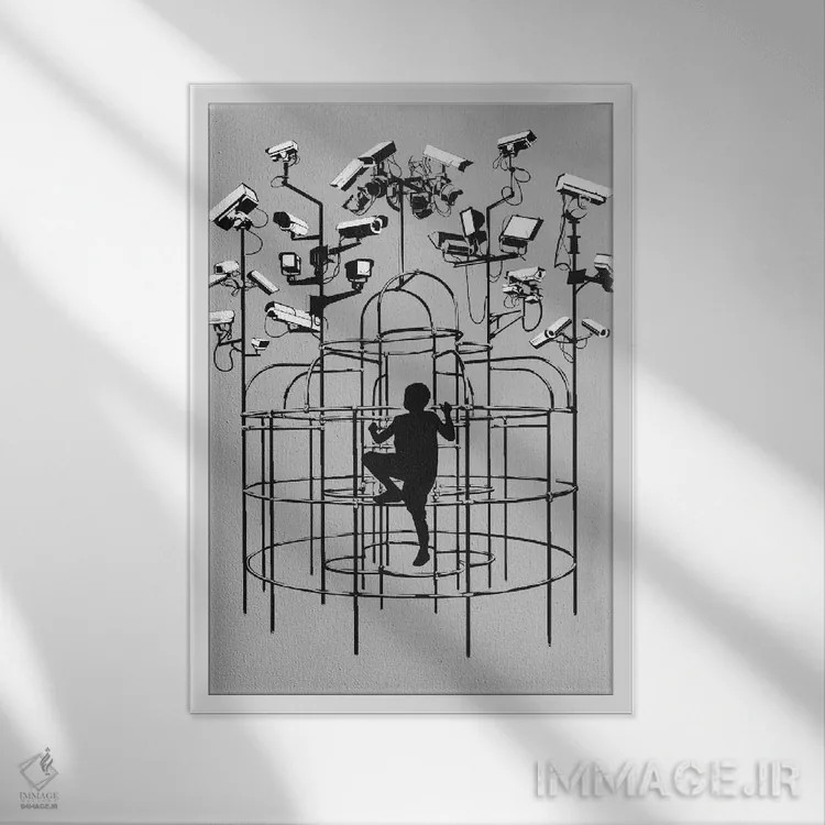 تابلو دکوراتیو نظارت اثر راب دابی - نمای قابدار سفید