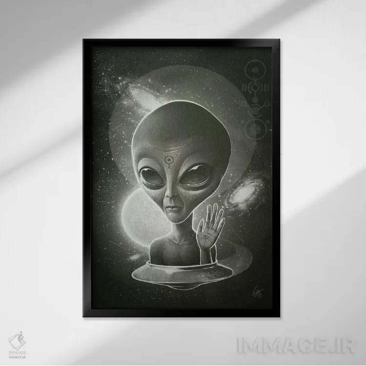 تابلو دکوراتیو بیگانه ۲ اثر دکتر لوکاس برژاک - نمای قابدار مشکی