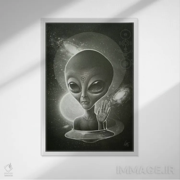 تابلو دکوراتیو بیگانه ۲ اثر دکتر لوکاس برژاک - نمای قابدار سفید