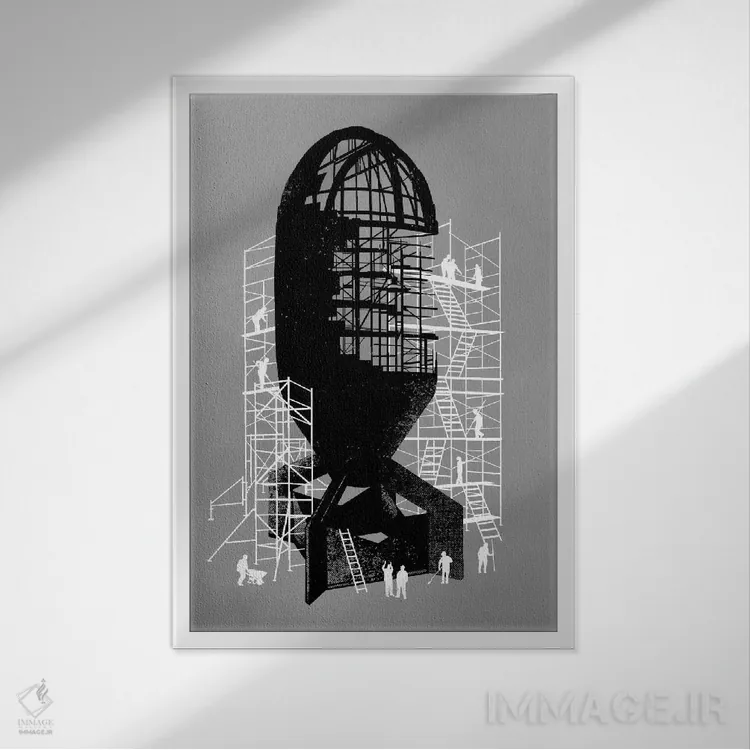 تابلو دکوراتیو خبر شوکه کننده اثر راب دابی - نمای قابدار سفید