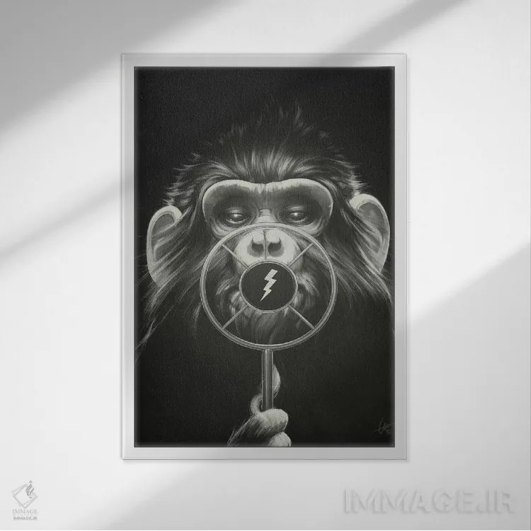 تابلو دکوراتیو در حال پخش اثر دکتر لوکاس برژاک - نمای قابدار سفید