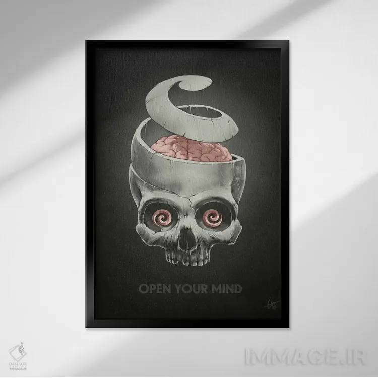 تابلو دکوراتیو ذهنت را باز کن اثر دکتر لوکاس برژاک - نمای قابدار مشکی
