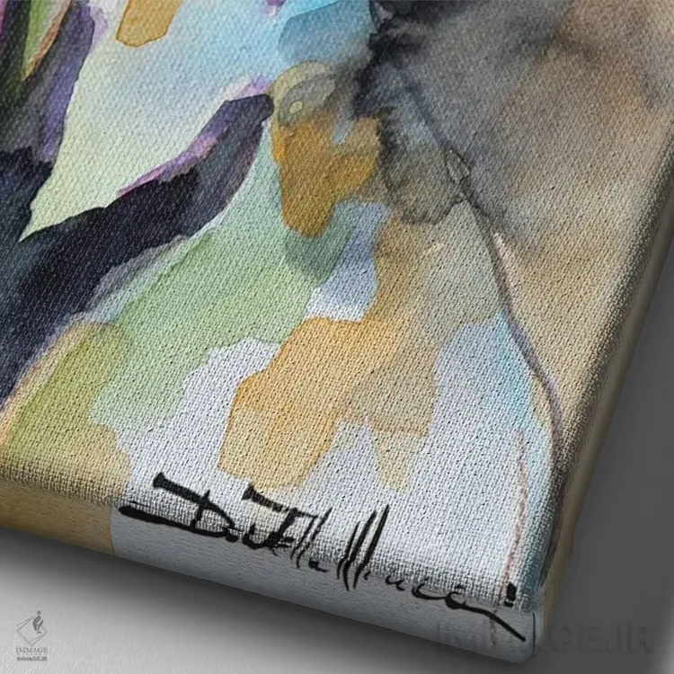 تابلو دکوراتیو پیرمرد به زندگی ام نگاه کن، من خیلی شبیه توام؟ اثر دوناتلا مارائونی - نمای نزدیک بافت بوم