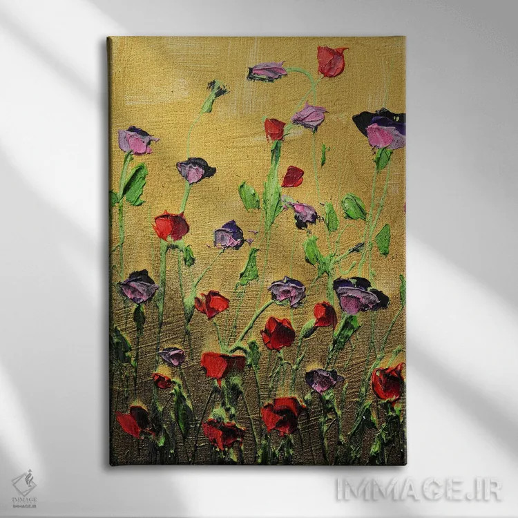 تابلو انتزاعی طلا ارزشمند است اثر دوناتلا مارائونی - نمای روبهرو روی دیوار