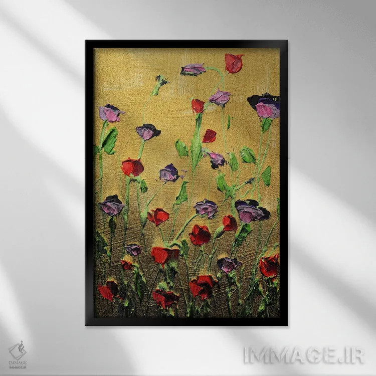 تابلو انتزاعی طلا ارزشمند است اثر دوناتلا مارائونی - نمای قابدار مشکی