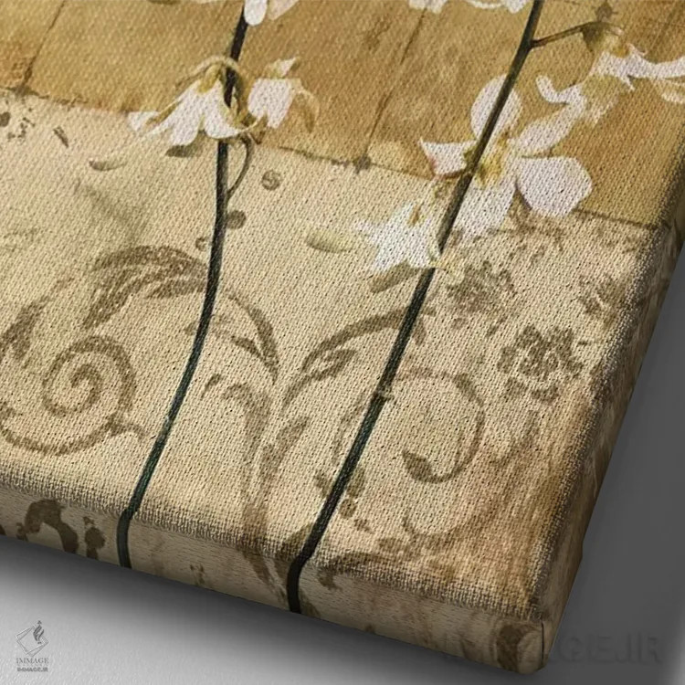 تابلو دکوراتیو شکوفه های طلایی I اثر کریس دونوان - نمای نزدیک بافت بوم