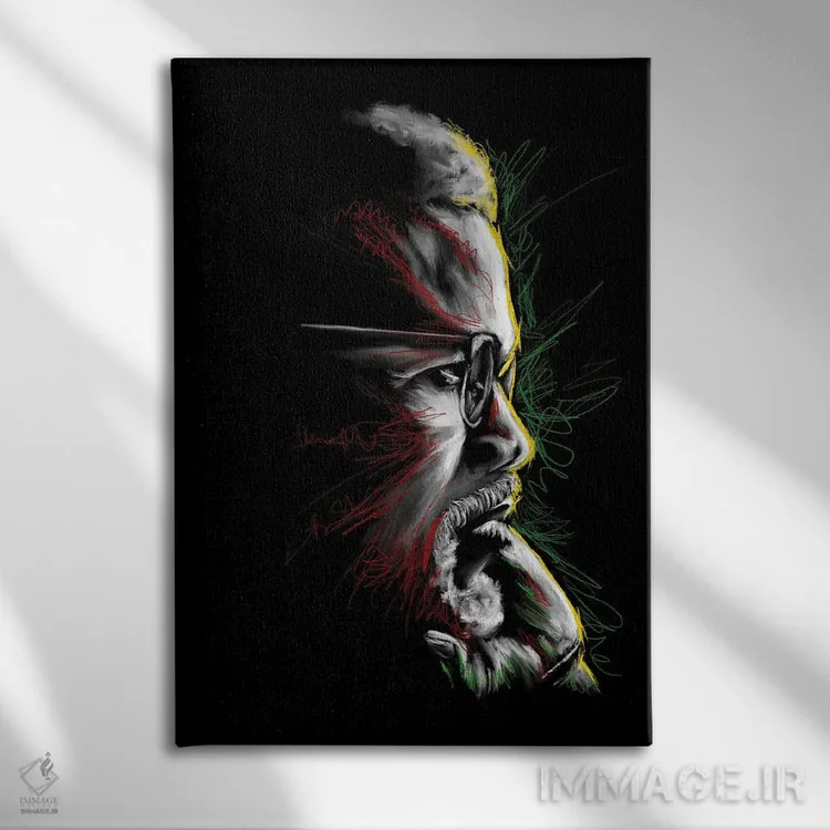 تابلو دکوراتیو اندیشه های مالکوم ایکس اثر هنر اندرو - نمای روبهرو روی دیوار