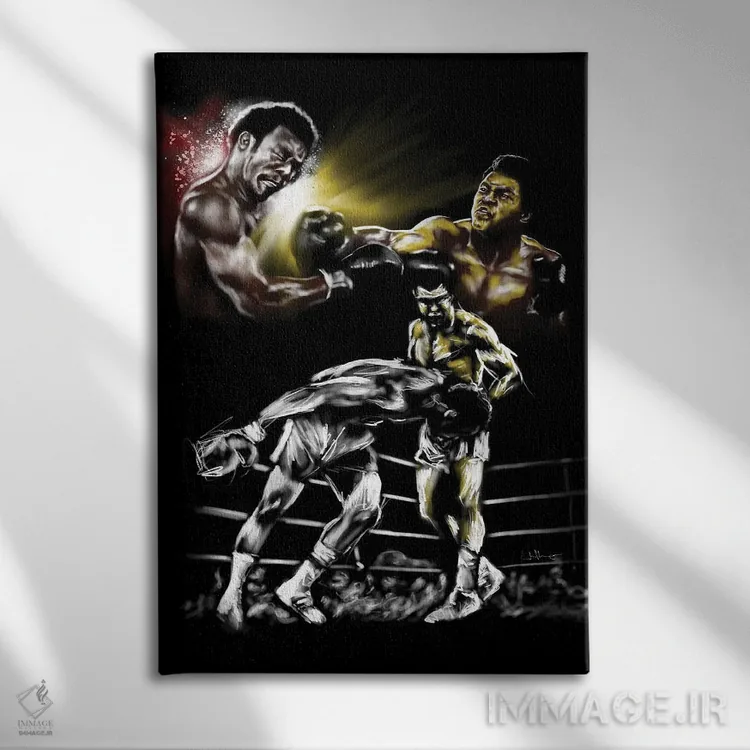 تابلو دکوراتیو مبارزه در جنگل اثر هنر اندرو - نمای روبهرو روی دیوار
