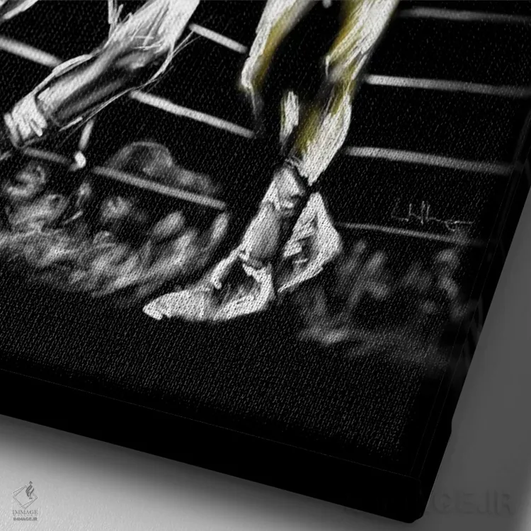 تابلو دکوراتیو مبارزه در جنگل اثر هنر اندرو - نمای نزدیک بافت بوم