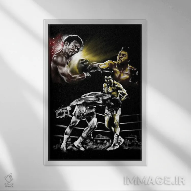 تابلو دکوراتیو مبارزه در جنگل اثر هنر اندرو - نمای قابدار سفید