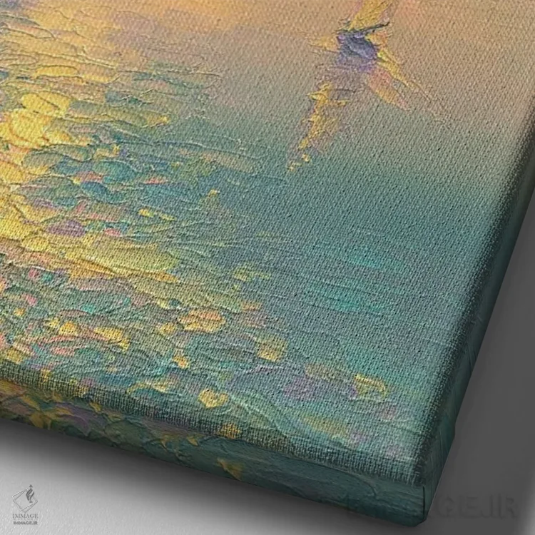 تابلو دکوراتیو غروب II اثر دمیتری اولین - نمای نزدیک بافت بوم