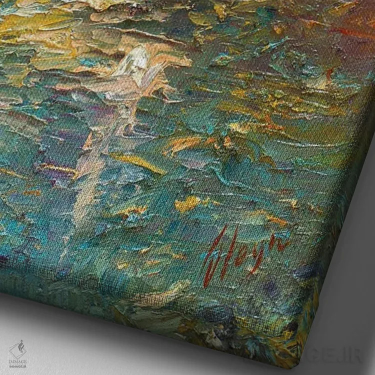 تابلو دکوراتیو رودخانه بارانی III اثر دمیتری اولین - نمای نزدیک بافت بوم