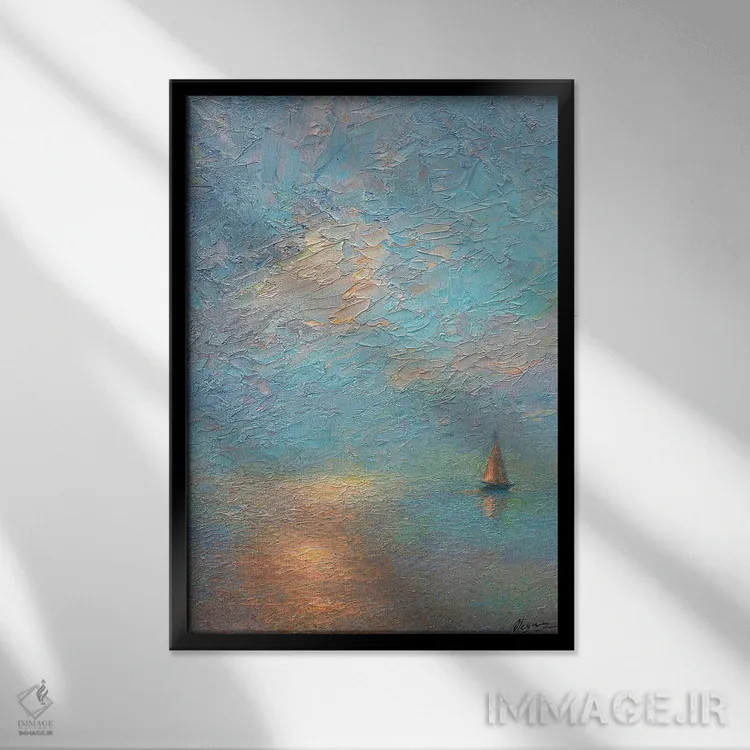 تابلو دکوراتیو رودخانه مه آلود اثر دمیتری اولین - نمای قابدار مشکی