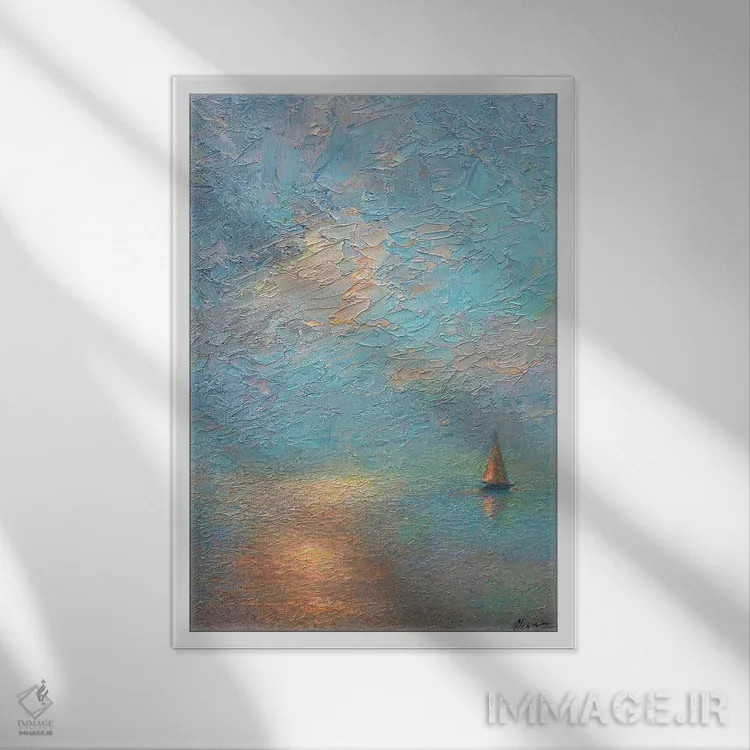 تابلو دکوراتیو رودخانه مه آلود اثر دمیتری اولین - نمای قابدار سفید