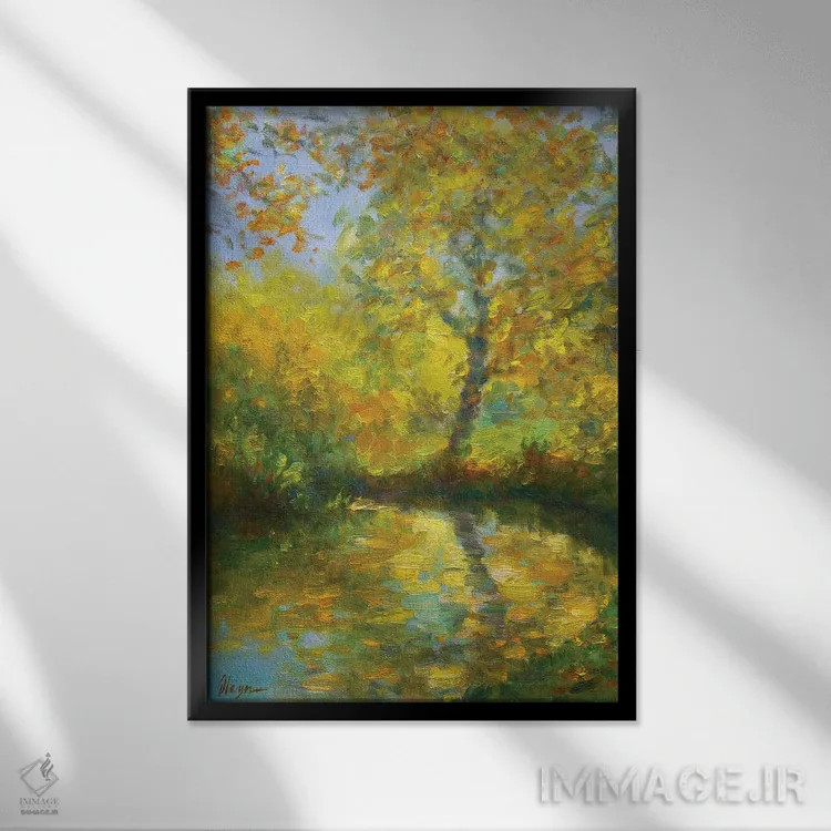 تابلو دکوراتیو روز طلایی اثر دمیتری اولین - نمای قابدار مشکی