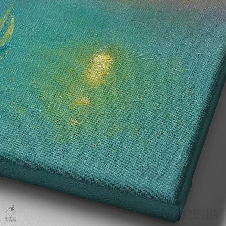 تابلو دکوراتیو جزیره شبح طلایی اثر دمیتری اولین - نمای نزدیک بافت بوم