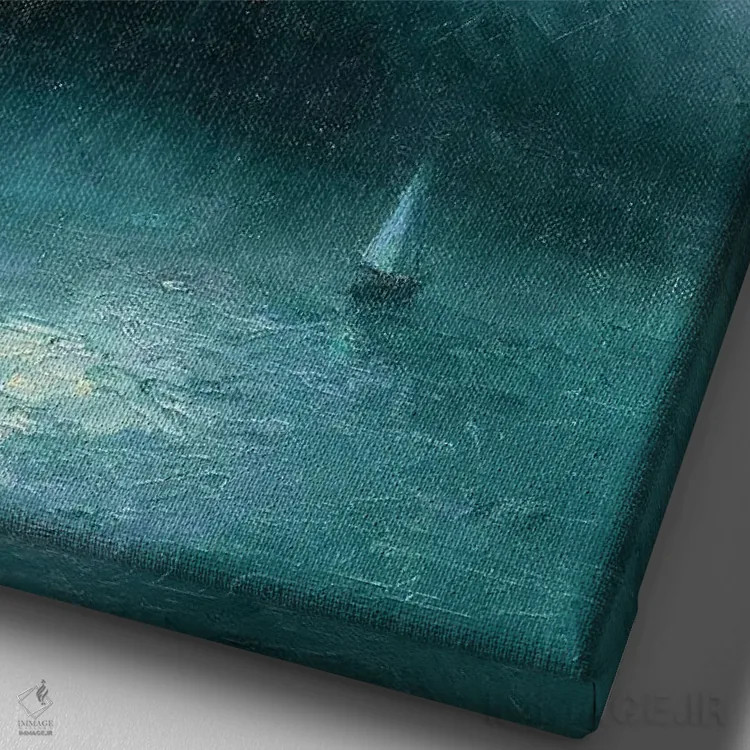 تابلو دکوراتیو جزیره مه آلود اثر دمیتری اولین - نمای نزدیک بافت بوم