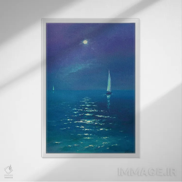 تابلو دکوراتیو شب مهتابی اثر دمیتری اولین - نمای قابدار سفید