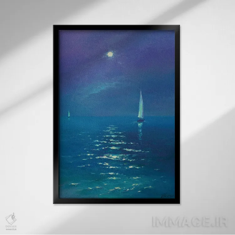 تابلو دکوراتیو شب مهتابی اثر دمیتری اولین - نمای قابدار مشکی