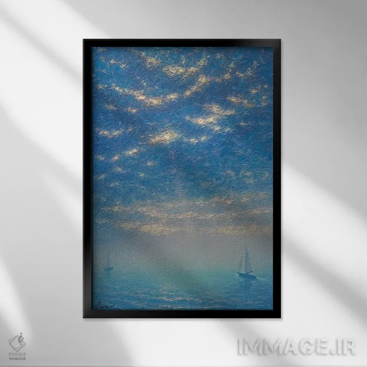 تابلو دکوراتیو دریای شبانگاهی III اثر دمیتری اولین - نمای قابدار مشکی