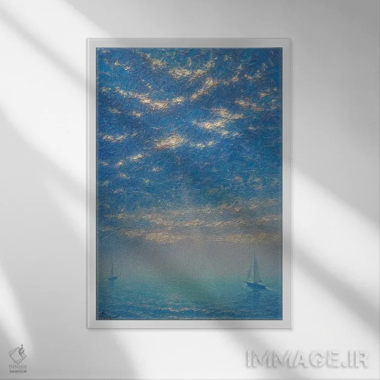 تابلو دکوراتیو دریای شبانگاهی III اثر دمیتری اولین - نمای قابدار سفید