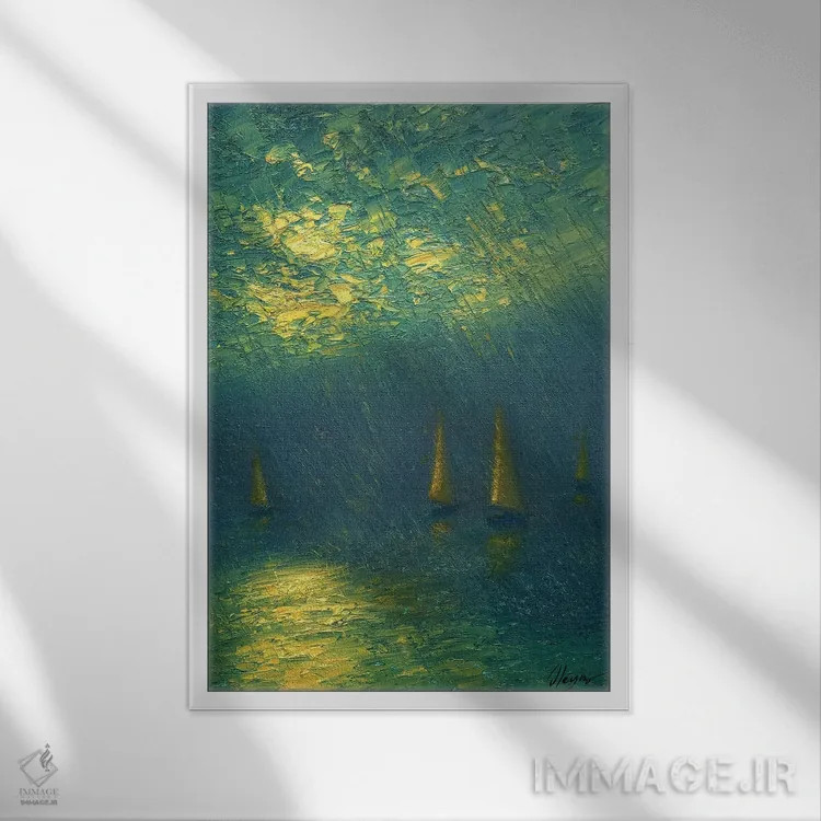 تابلو دکوراتیو رودخانه بارانی اثر دمیتری اولین - نمای قابدار سفید