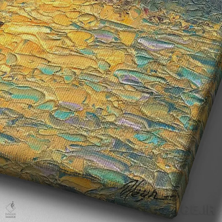 تابلو دکوراتیو غروب III اثر دمیتری اولین - نمای نزدیک بافت بوم